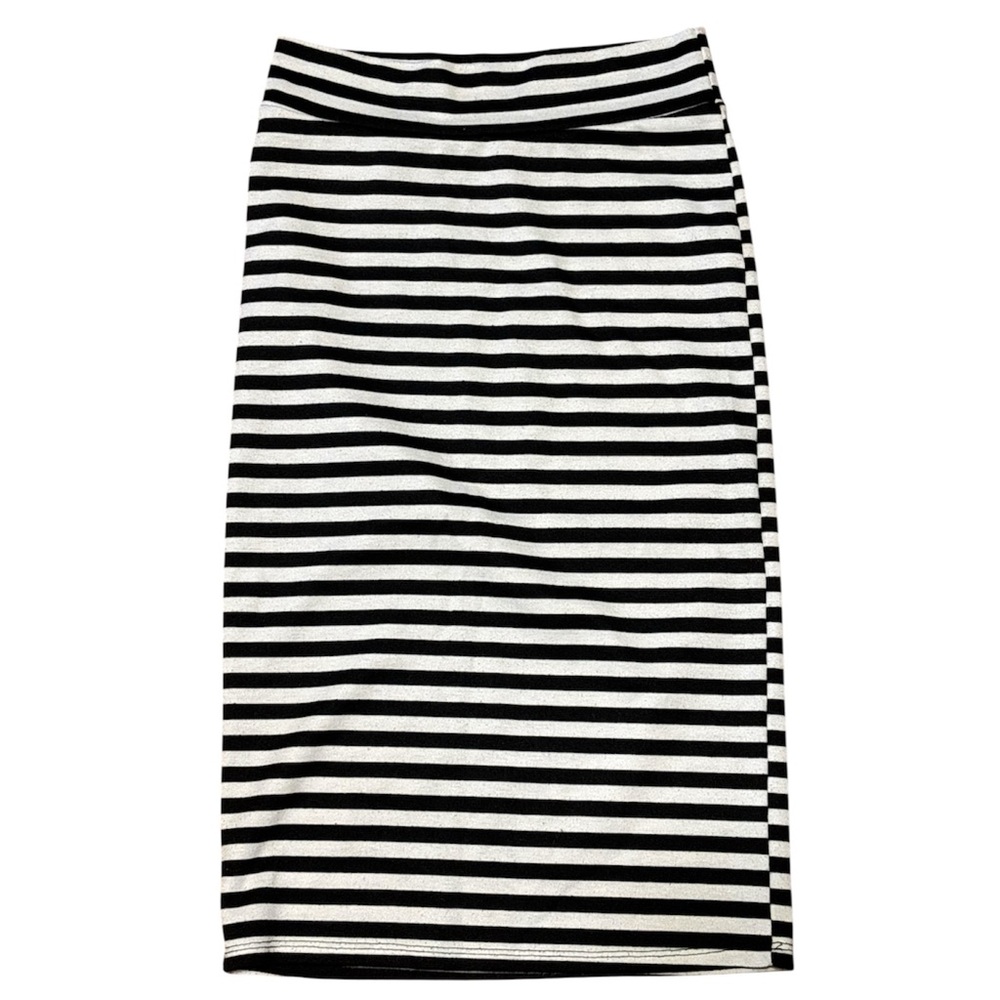 Ladies Women Black & White Striped Skirt Size Small